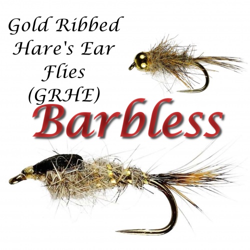 Barbless Gold Ribbed Hare's Ear Nymph Flies (GRHE)